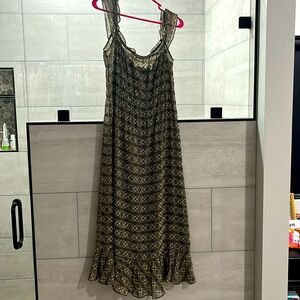 MEXX cap sleeve geometric flower print long dress